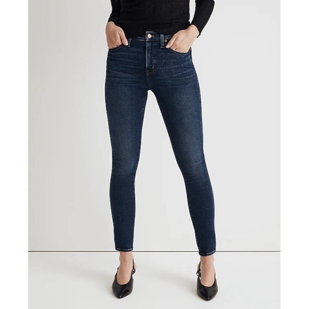 Madewell 10” High Rise Skinny Jeans in Kingston Denim Dark Blue Cotton Size 27